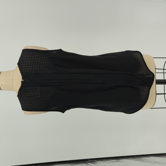 Banana Republic Perforated Neck Top Black S punk goth casual basic tunic - Picture 2 of 5